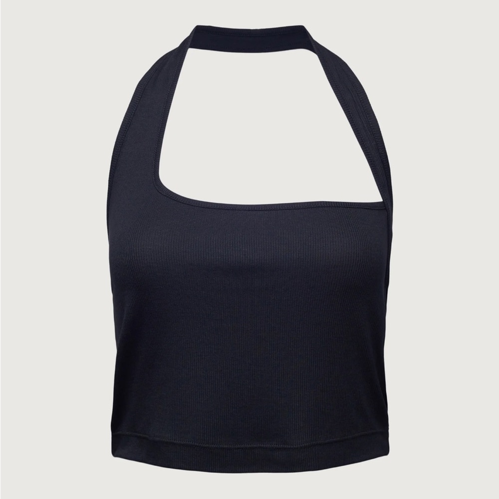 OAK + FORT Black Square Neck Tank Top